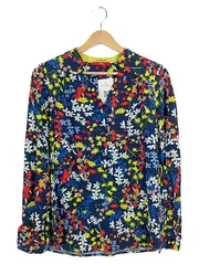 Vorschaubild 1 von Damen Bluse Gr. 36/S Blumenmuster Viskose Langarm Blau