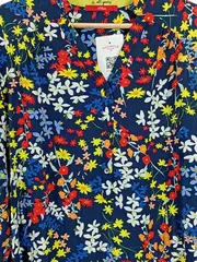 Vorschaubild 2 von Damen Bluse Gr. 36/S Blumenmuster Viskose Langarm Blau