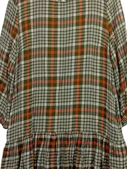 Vorschaubild 2 von Damen Freizeitkleid Gr. 40/L Kariert Grün Orange Viskose