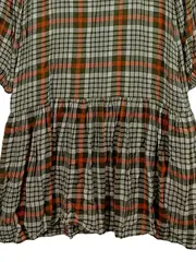 Vorschaubild 3 von Damen Freizeitkleid Gr. 40/L Kariert Grün Orange Viskose