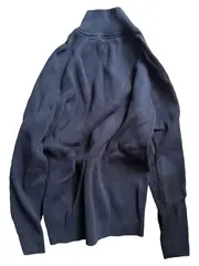 Vorschaubild 2 von Herren Pullover Troyer Gr. M Blau Baumwolle Rippstrick