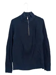 Vorschaubild 1 von Herren Pullover Troyer Gr. M Blau Baumwolle Rippstrick