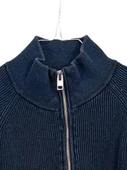 Vorschaubild 3 von Herren Pullover Troyer Gr. M Blau Baumwolle Rippstrick