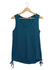 Vorschaubild 1 von Damen Top Tanktop Gr. 40/L Petrol gestreift Raffung