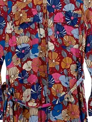Vorschaubild 2 von Damen Hemdblusenkleid Gr. 36 Blumenmuster Mehrfarbig Viskose