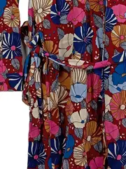 Vorschaubild 3 von Damen Hemdblusenkleid Gr. 36 Blumenmuster Mehrfarbig Viskose