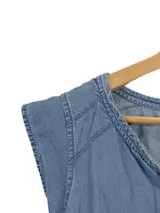 Vorschaubild 3 von Damen Bluse Jeansoptik Gr. 38 M Blau Lyocell Ärmellos