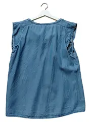Vorschaubild 2 von Damen Bluse Jeansoptik Gr. 38 M Blau Lyocell Ärmellos