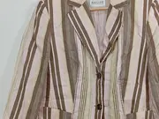 Vorschaubild 4 von Damen Blazer Leinen Gestreift Rosa Business Gr. 44 XXL