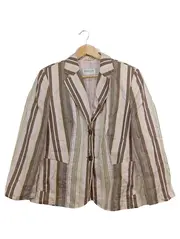 Vorschaubild 1 von Damen Blazer Leinen Gestreift Rosa Business Gr. 44 XXL