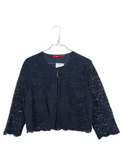 Vorschaubild 1 von Strickjacke Damen Gr. 36 Blau Elegant Spitze Festlich 3/4 Arm