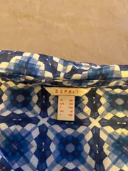 Vorschaubild 5 von Damen Langarmshirt Blau Geometrisch Muster Gr. 36/S Baumwolle