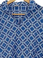 Vorschaubild 3 von Damen Langarmshirt Blau Geometrisch Muster Gr. 36/S Baumwolle
