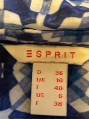 Vorschaubild 6 von Damen Langarmshirt Blau Geometrisch Muster Gr. 36/S Baumwolle