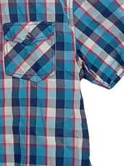 Vorschaubild 3 von Herren Freizeithemd Kurzarm Kariert Blau Gr. XL Baumwolle