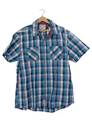 Vorschaubild 1 von Herren Freizeithemd Kurzarm Kariert Blau Gr. XL Baumwolle