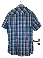 Vorschaubild 5 von Herren Freizeithemd Kurzarm Kariert Blau Gr. XL Baumwolle