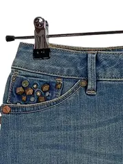 Vorschaubild 3 von Denim Jeansrock Damen Gr. 38 Blau Nieten Mini Stretch