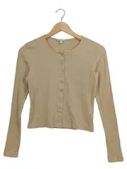 Vorschaubild 1 von EDC Damen Strickjacke Cardigan Rippstrick Gr. 34 XS Beige Baumwolle Basic