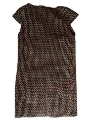 Vorschaubild 2 von BENETTON Tweed Kleid Damen S/36 Rot Beige Schwarz Business Kurzarm