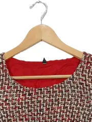 Vorschaubild 4 von BENETTON Tweed Kleid Damen S/36 Rot Beige Schwarz Business Kurzarm