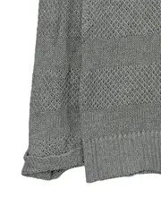 Vorschaubild 3 von Damen Pullover Gr. S Grau Lochmuster Baumwolle Strick