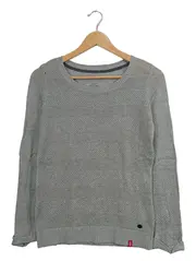 Vorschaubild 1 von Damen Pullover Gr. S Grau Lochmuster Baumwolle Strick