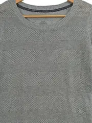 Vorschaubild 2 von Damen Pullover Gr. S Grau Lochmuster Baumwolle Strick