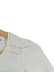 Vorschaubild 4 von Damen T-Shirt Weiß Gr. 36/S V-Ausschnitt Zierknöpfe Casual