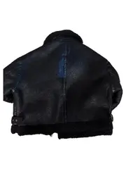 Vorschaubild 2 von Damen Lammfelljacke Aviator Jacke Schwarz Gr. S Teddyfell
