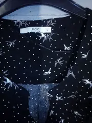 Vorschaubild 4 von Damen Bluse Vogelmuster Schwarz Gr. L Viskose Langarm