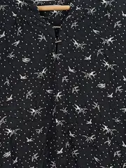 Vorschaubild 2 von Damen Bluse Vogelmuster Schwarz Gr. L Viskose Langarm