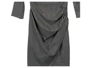 Vorschaubild 4 von Bleistiftkleid Damen XS Grau Kariert Business Büro Midikleid Raffung