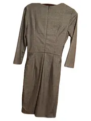 Vorschaubild 2 von Bleistiftkleid Damen XS Grau Kariert Business Büro Midikleid Raffung