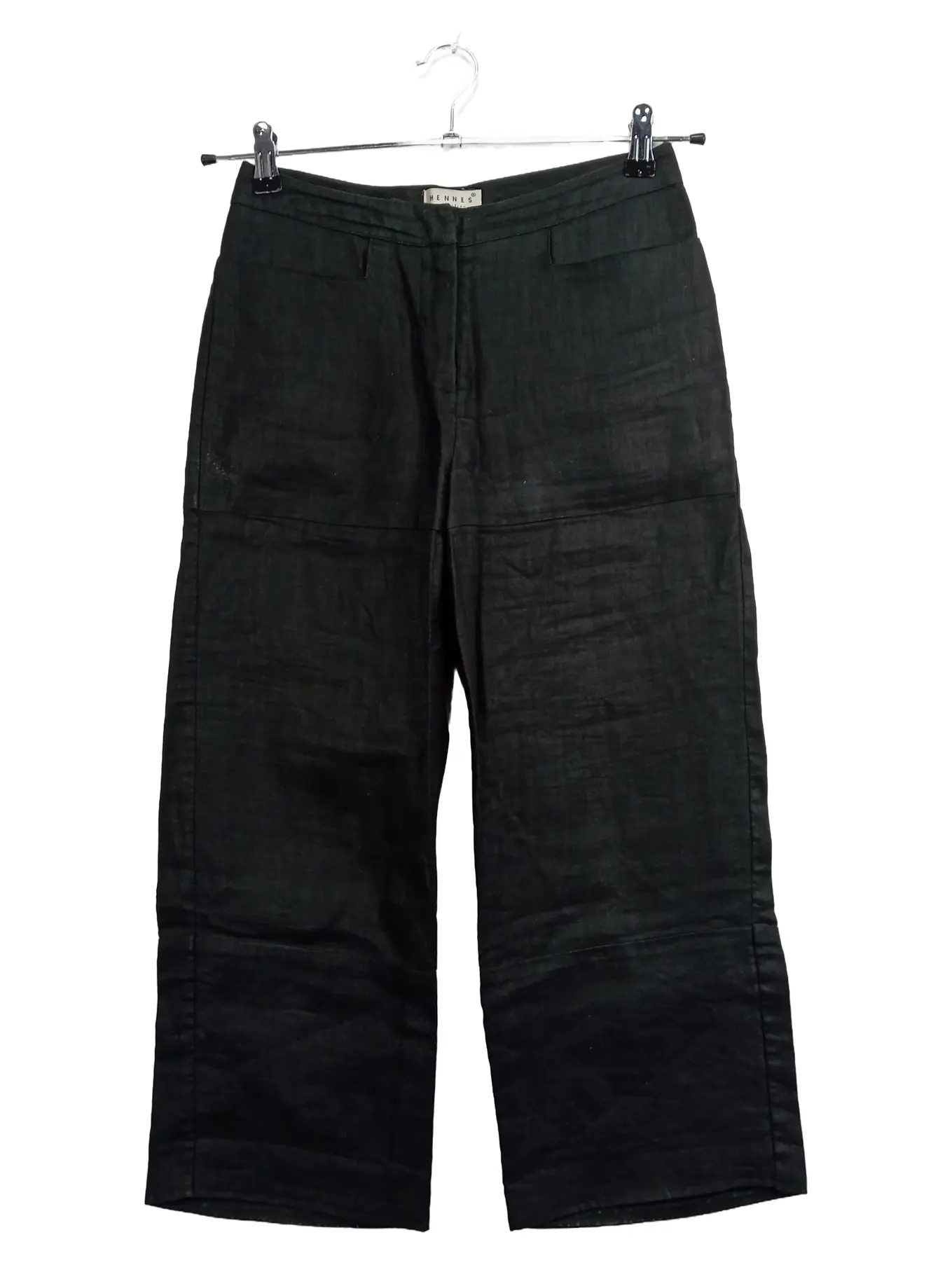 HINNIES Damen Leinen Stoffhose Casual Schwarz Gr. W26/34/XS Sommer