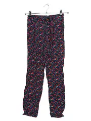 Vorschaubild 1 von Damen Stoffhose Blumenmuster Viskose Blau Gr. XS/W24 L30