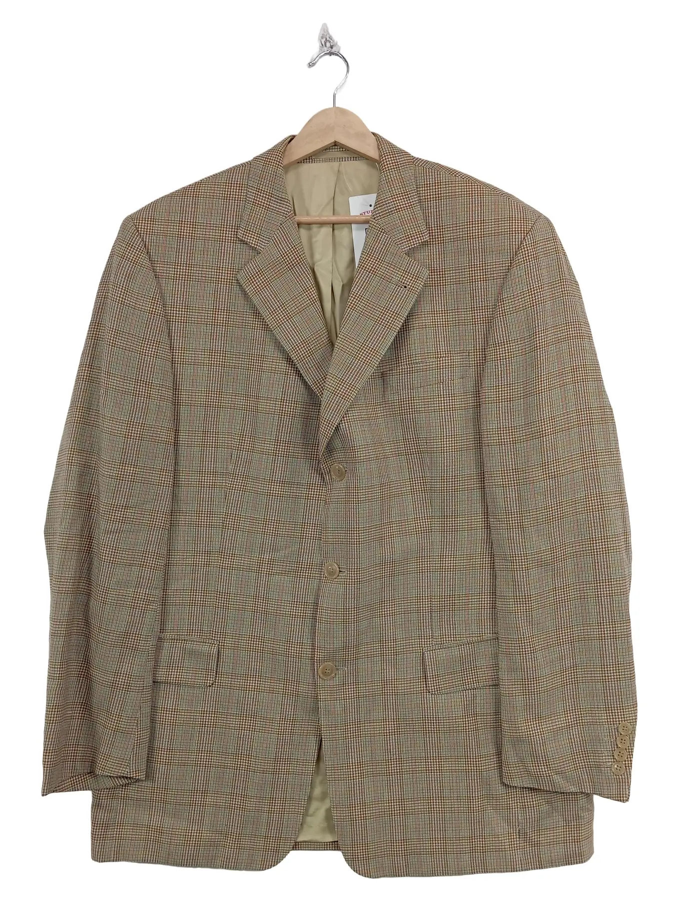 CARL GROSS Sakko Herren Kariert Beige Gr. 54 XXL Business Blazer Jacket