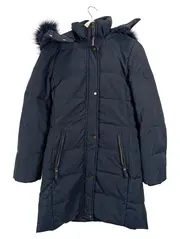 Vorschaubild 1 von Damen Parka Winterjacke Gr. XS Navy Blau Kunstfell Kapuze