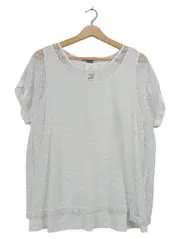 Vorschaubild 1 von Damen Shirt Netz-Optik Weiß Gr. 44 Kurzarm Casual Top