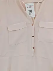 Vorschaubild 2 von Damen Bluse Langarm Gr. 38 Beige Elegant Polyester Brusttaschen