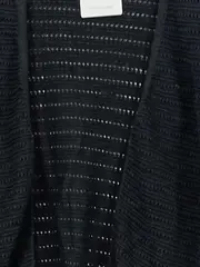 Vorschaubild 3 von Damen Strickjacke Cardigan Gr. 38/M Schwarz Baumwolle Lochmuster Casual