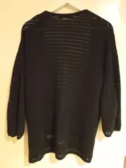 Vorschaubild 2 von Damen Strickjacke Cardigan Gr. 38/M Schwarz Baumwolle Lochmuster Casual