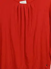 Vorschaubild 3 von Damen Langarmshirt Gr. 42/XL Rot Baumwolle Raffung Casual Basic Shirt