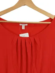 Vorschaubild 5 von Damen Langarmshirt Gr. 42/XL Rot Baumwolle Raffung Casual Basic Shirt