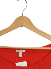 Vorschaubild 4 von Damen Langarmshirt Gr. 42/XL Rot Baumwolle Raffung Casual Basic Shirt