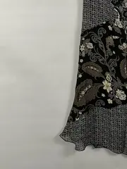 Vorschaubild 3 von Damen Faltenrock Gr. 40 Paisley Muster Schwarz Beige Viskose