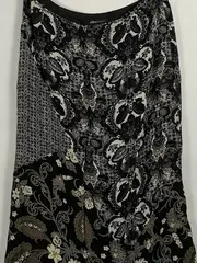 Vorschaubild 2 von Damen Faltenrock Gr. 40 Paisley Muster Schwarz Beige Viskose