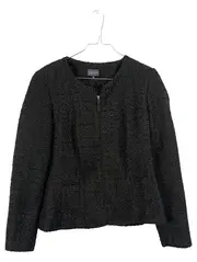 Vorschaubild 1 von Damen Blazer Jacke Bouclé Tweed Gr. 38 Schwarz Elegant