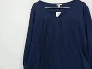 Vorschaubild 2 von Damen Bluse Langarm Baumwolle L Blau Casual Herbst Winter