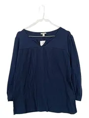 Vorschaubild 1 von Damen Bluse Langarm Baumwolle L Blau Casual Herbst Winter